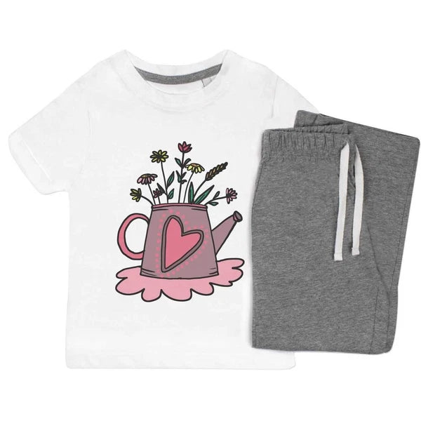 'Watering Can With Colourful Flowers' Kids Nightwear / Pyjama Set (KP052482)