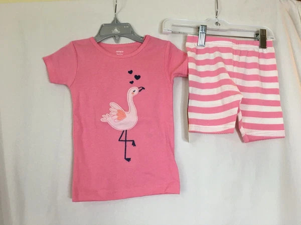 New Carter's Girls Flamingo Pajama Set Shorts Toddler 18M, 2T,3T,4T,5T Pink