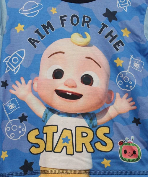 COCOMELON Boys Pyjamas/ Blue PJs in a Choice of 2 Styles Sizes 12 Months-4 Years