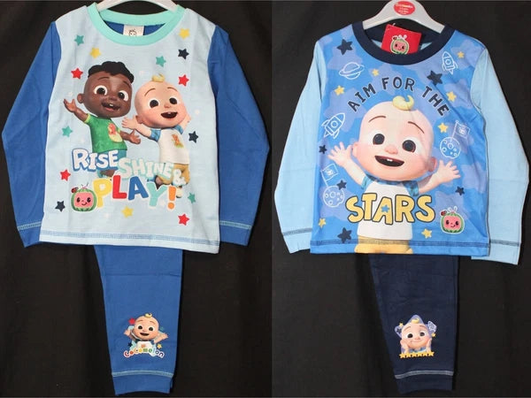 COCOMELON Boys Pyjamas/ Blue PJs in a Choice of 2 Styles Sizes 12 Months-4 Years