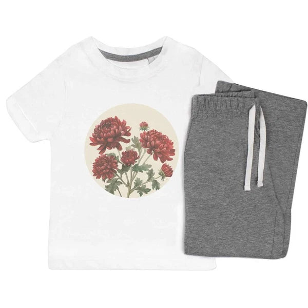 'Chrysanthemum Flowers' Kids Nightwear / Pyjama Set (KP053298)