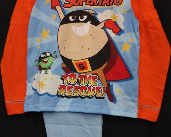 SUPERTATO Boys Pyjamas/ Orange & Blue Long-Sleeved PJs Sizes 18 Months-5 Years