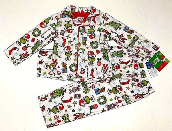 Dr. Seuss The Grinch Who Stole Christmas Tree Pajamas Coat 2 Piece New Tod Boy