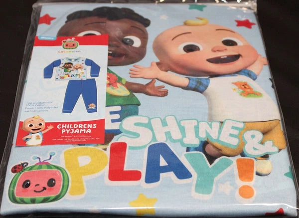 COCOMELON Boys Pyjamas/ Blue PJs in a Choice of 2 Styles Sizes 12 Months-4 Years