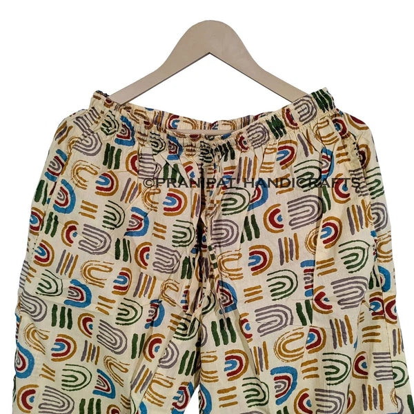 Women Abstract Summer Beige Hippie Sleepwear Cotton Ethnic Night wear Pajama set