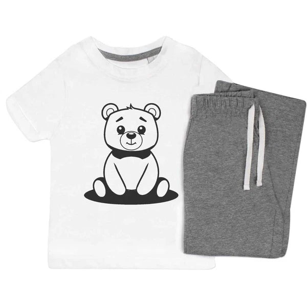 'Cute Bear Sitting ' Kids Nightwear / Pyjama Set (KP045808)