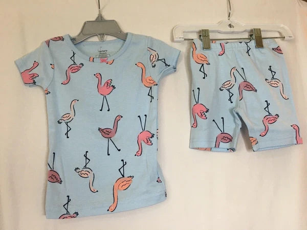 New Carter's Girls Flamingo Pajama Set Shorts Allover Toddler 18M,2T,3T,4T,5T