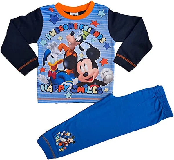 Boys Disney Mickey & Friends Pyjamas Happy Smiles Pjs Ages 1.5-5 Years