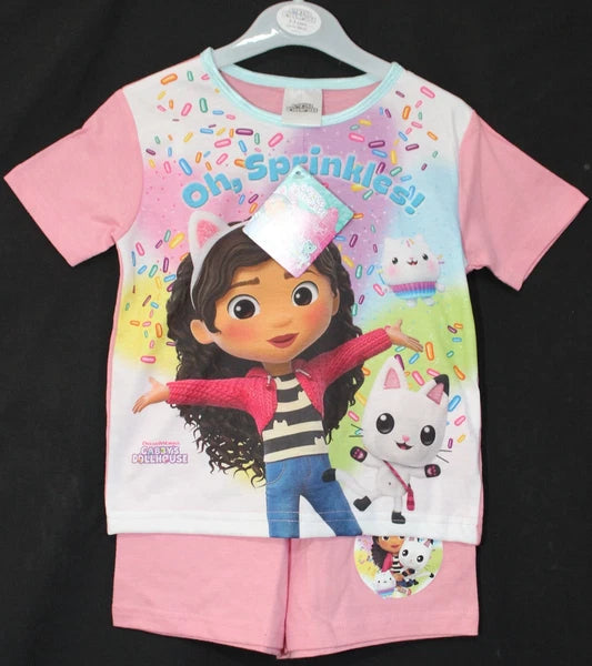 GABBY'S DOLLHOUSE Girl's Short Pyjamas/ Pink Summer/Shorty PJs Sizes 1.5-5 Years