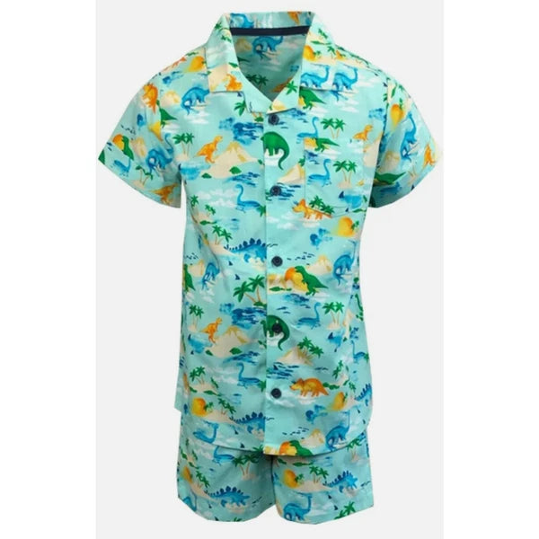 Boys Dinosaur Pyjamas Summer Pjs Set Nightwear Ex TU Tropical Holiday Kids Short