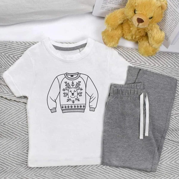 'Christmas Jumper' Kids Nightwear / Pyjama Set (KP049979)