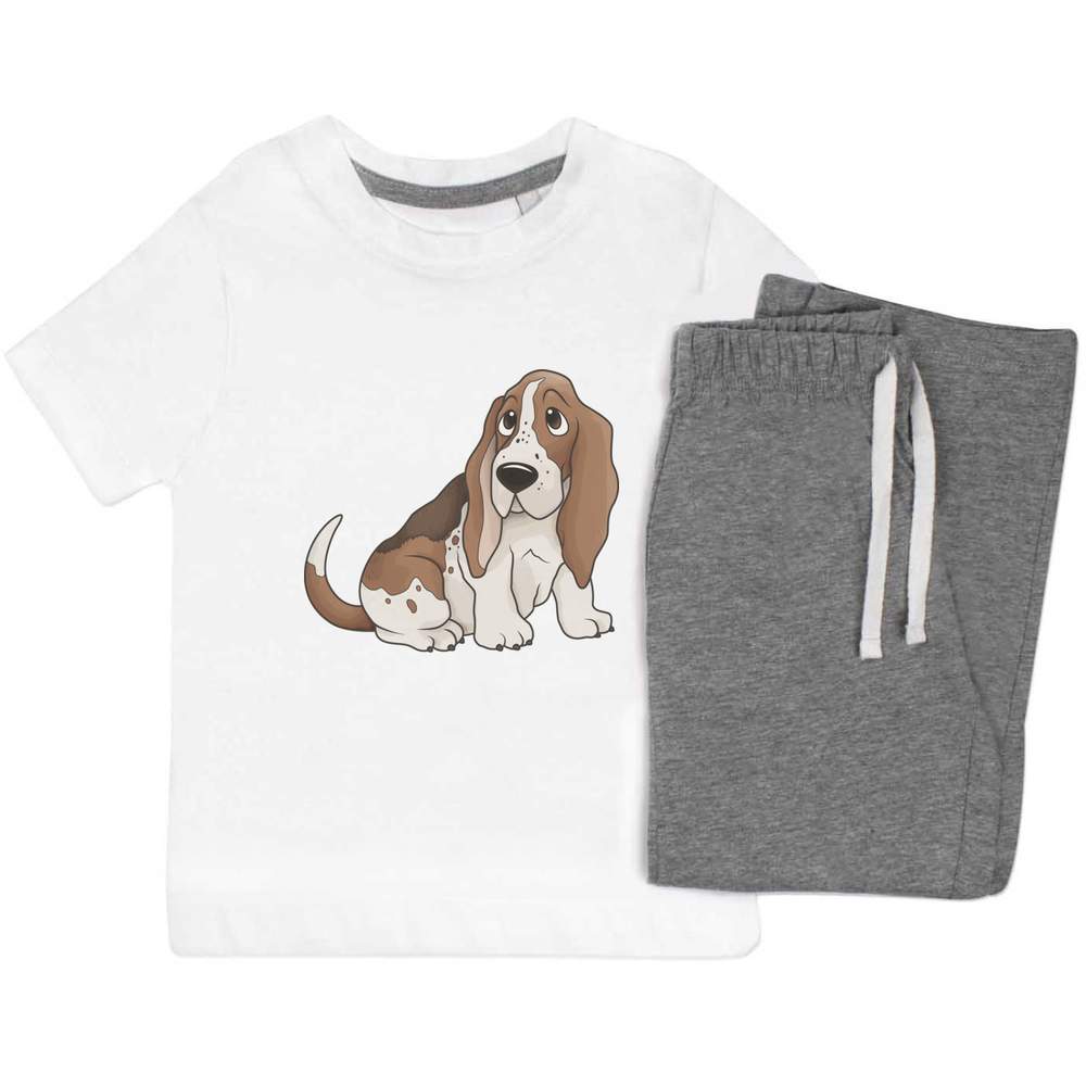 'Basset Hound' Kids Nightwear / Pyjama Set (KP021663)
