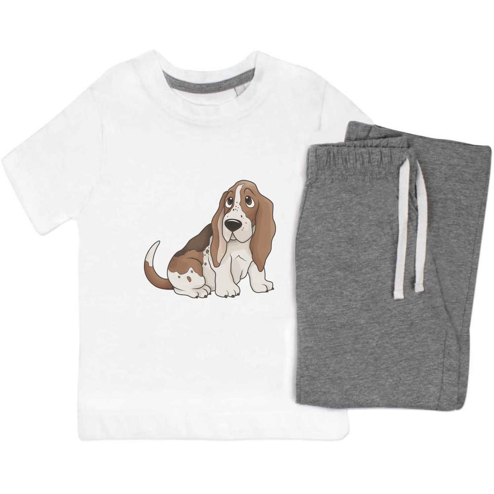 'Basset Hound' Kids Nightwear / Pyjama Set (KP021663)