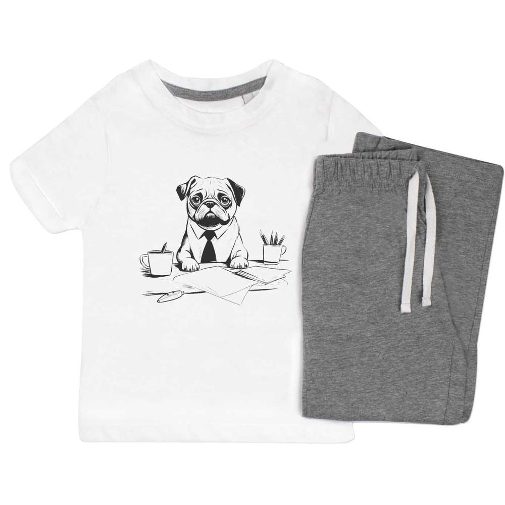 'Working Pug ' Kids Nightwear / Pyjama Set (KP043612)