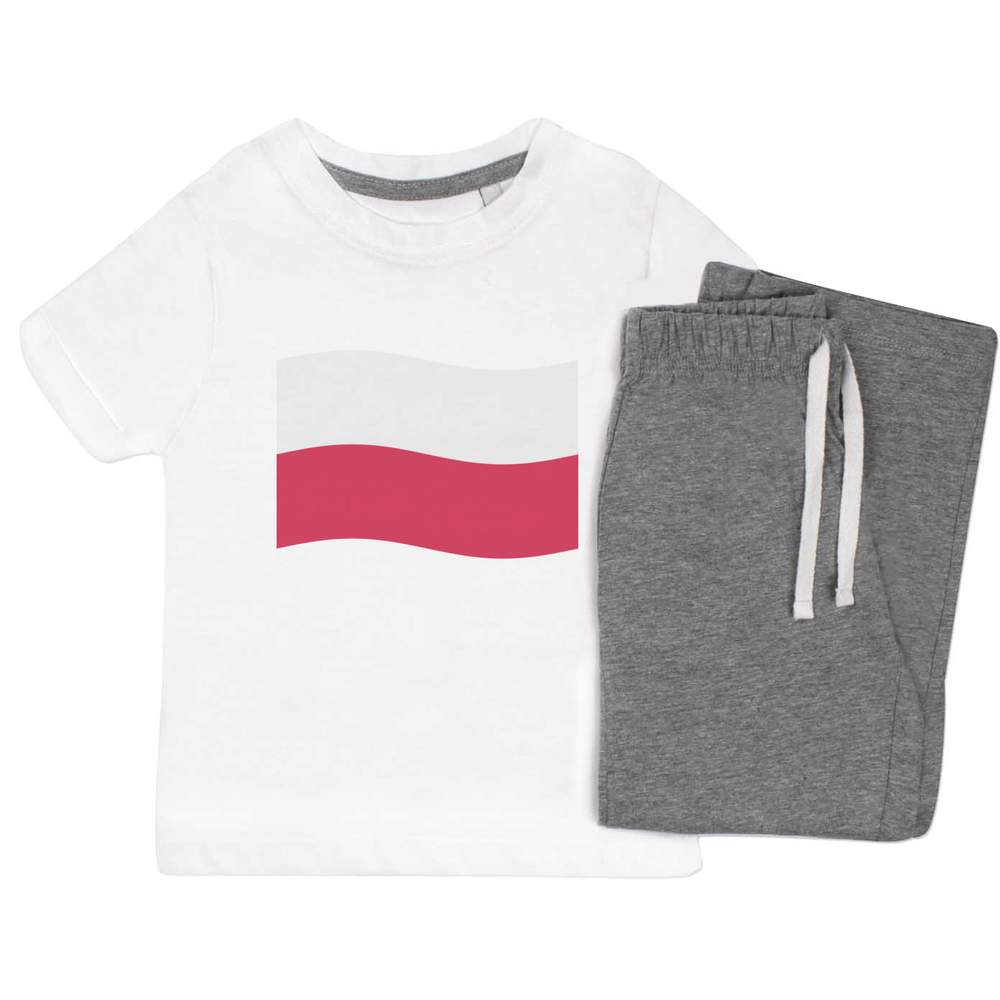 'Waving Polish Flag' Kids Nightwear / Pyjama Set (KP044257)
