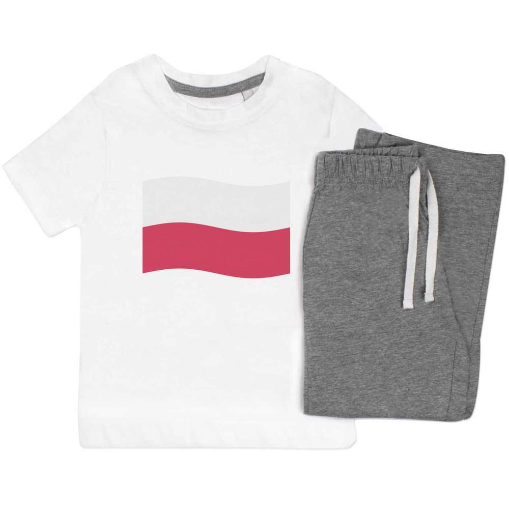 'Waving Polish Flag' Kids Nightwear / Pyjama Set (KP044257)