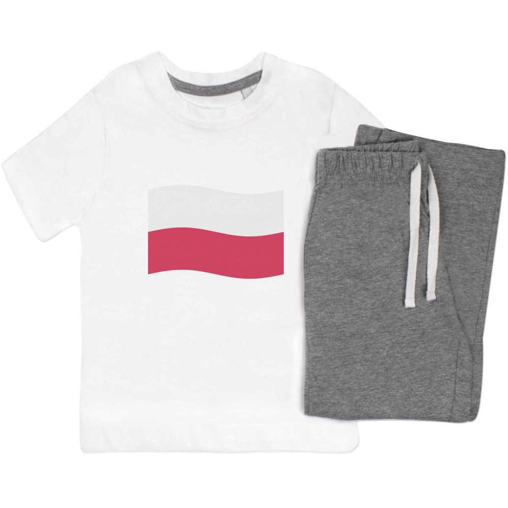 'Waving Polish Flag' Kids Nightwear / Pyjama Set (KP044257)