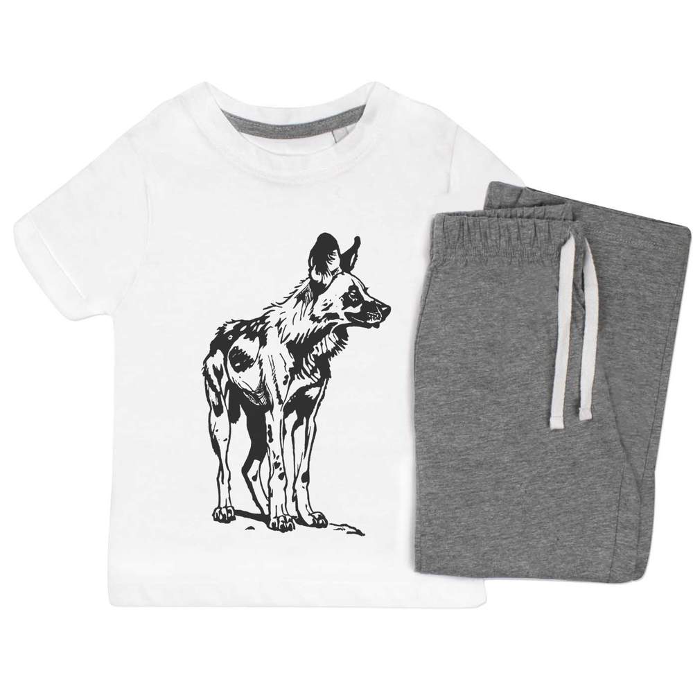'African Wild Dog' Kids Nightwear / Pyjama Set (KP045985)