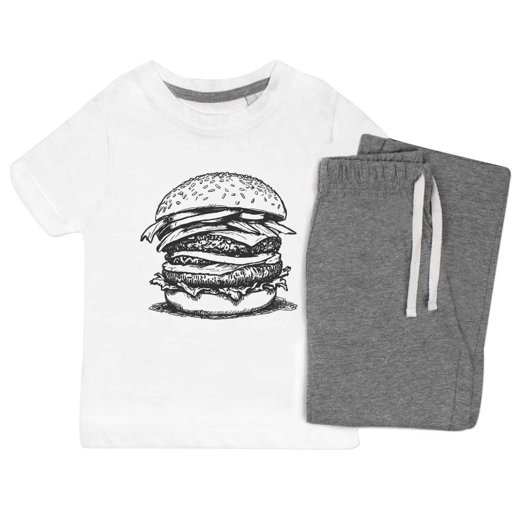 'Stacked Burger' Kids Nightwear / Pyjama Set (KP048534)