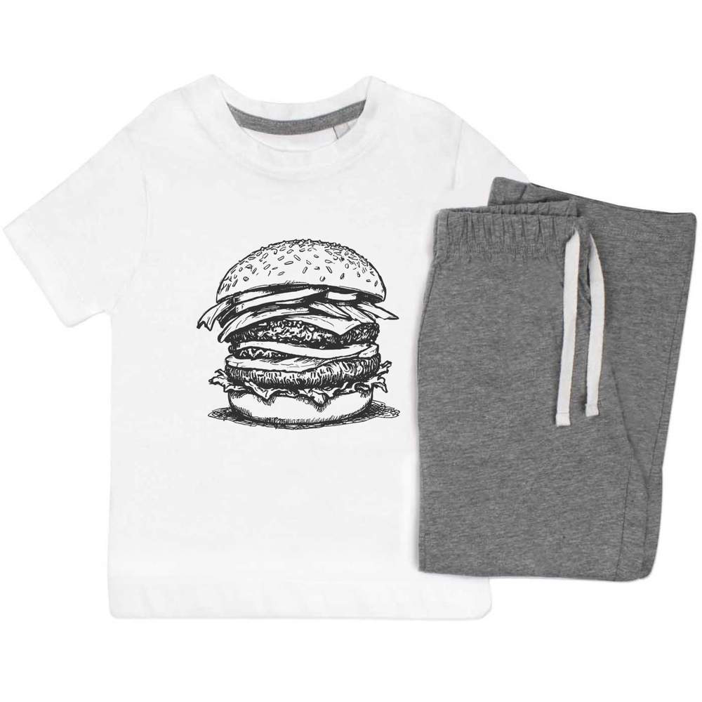 'Stacked Burger' Kids Nightwear / Pyjama Set (KP048534)