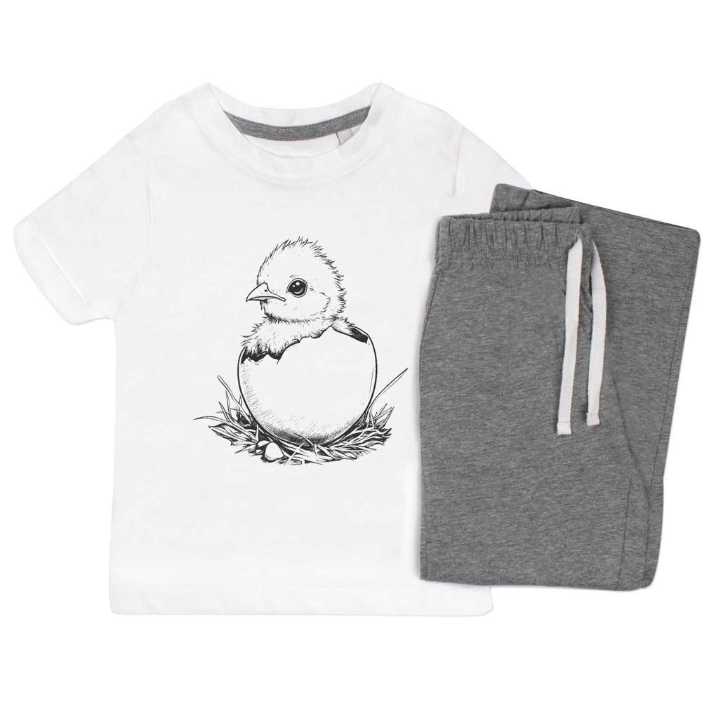 'Baby Chick Coming Out of Egg' Kids Nightwear / Pyjama Set (KP052953)