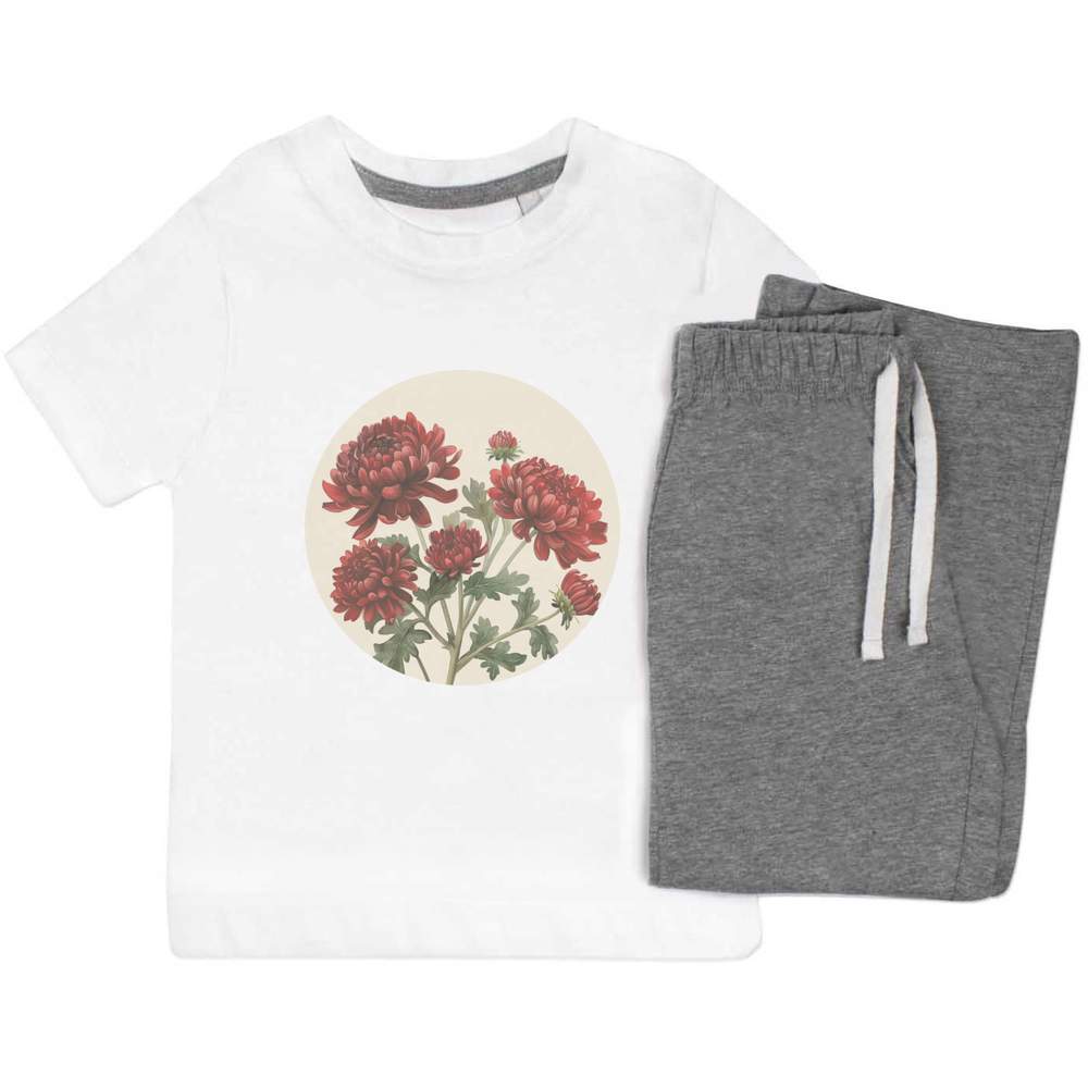 'Chrysanthemum Flowers' Kids Nightwear / Pyjama Set (KP053298)