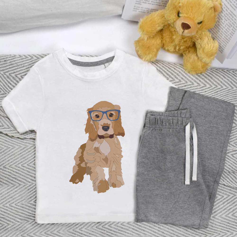 'Spaniel Puppy' Kids Nightwear / Pyjama Set (KP027559)