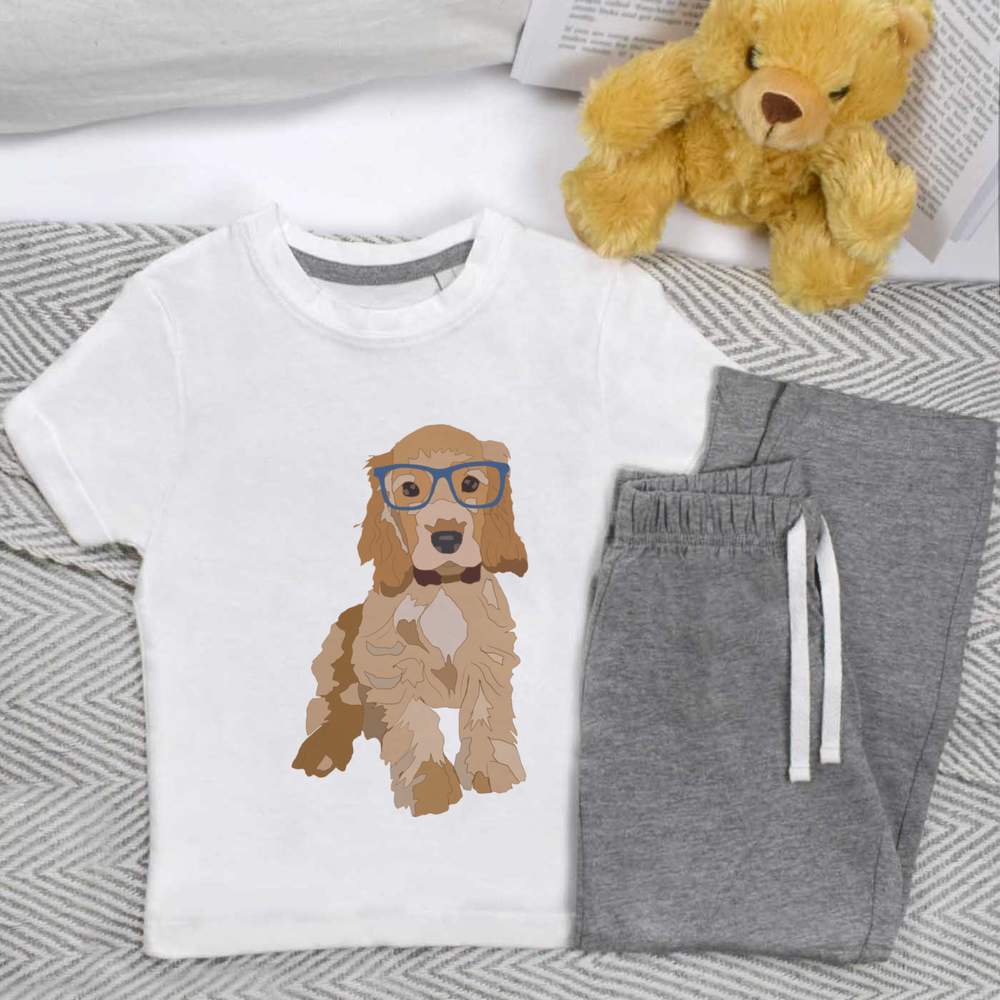 'Spaniel Puppy' Kids Nightwear / Pyjama Set (KP027559)