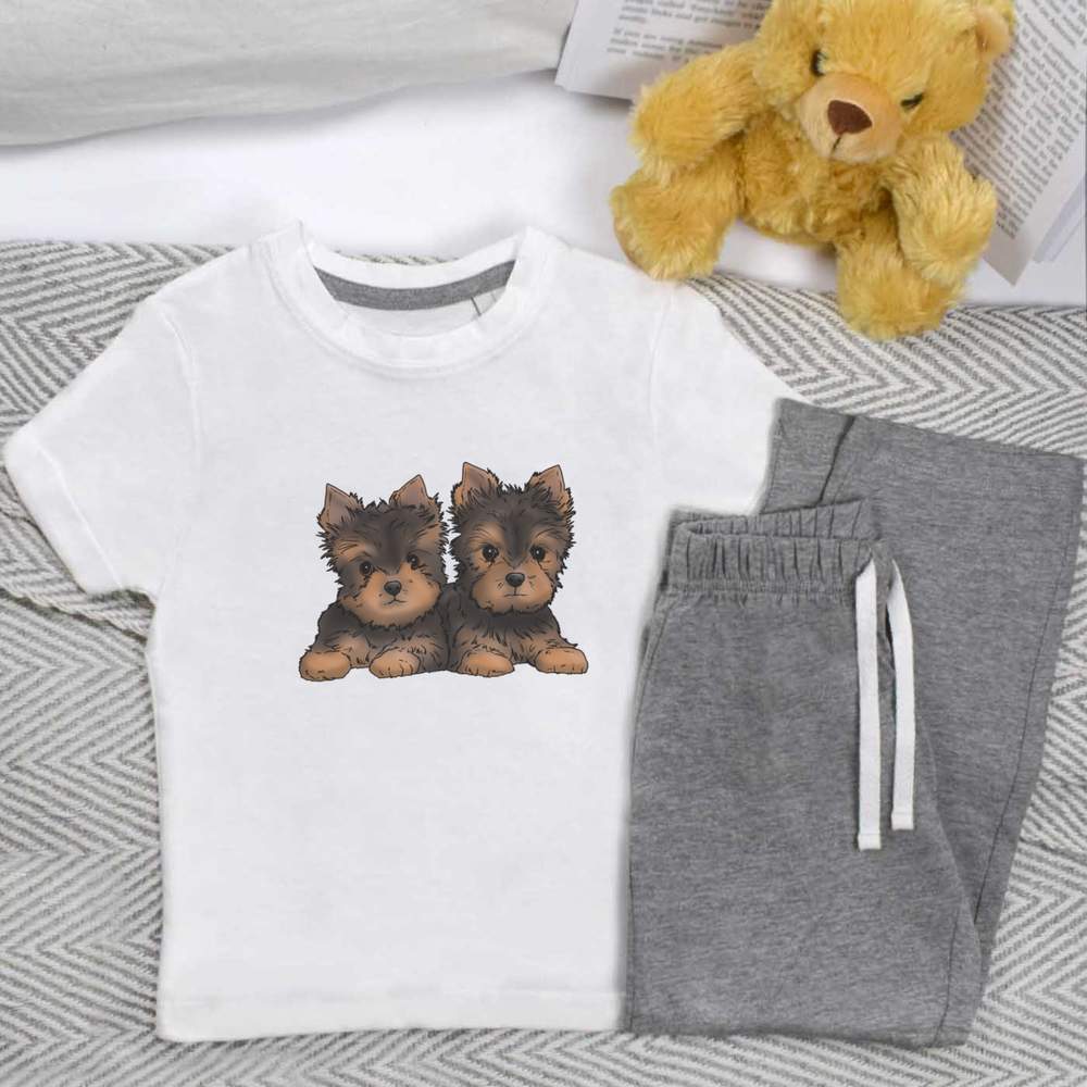 'Yorkie Puppies' Kids Nightwear / Pyjama Set (KP037353)