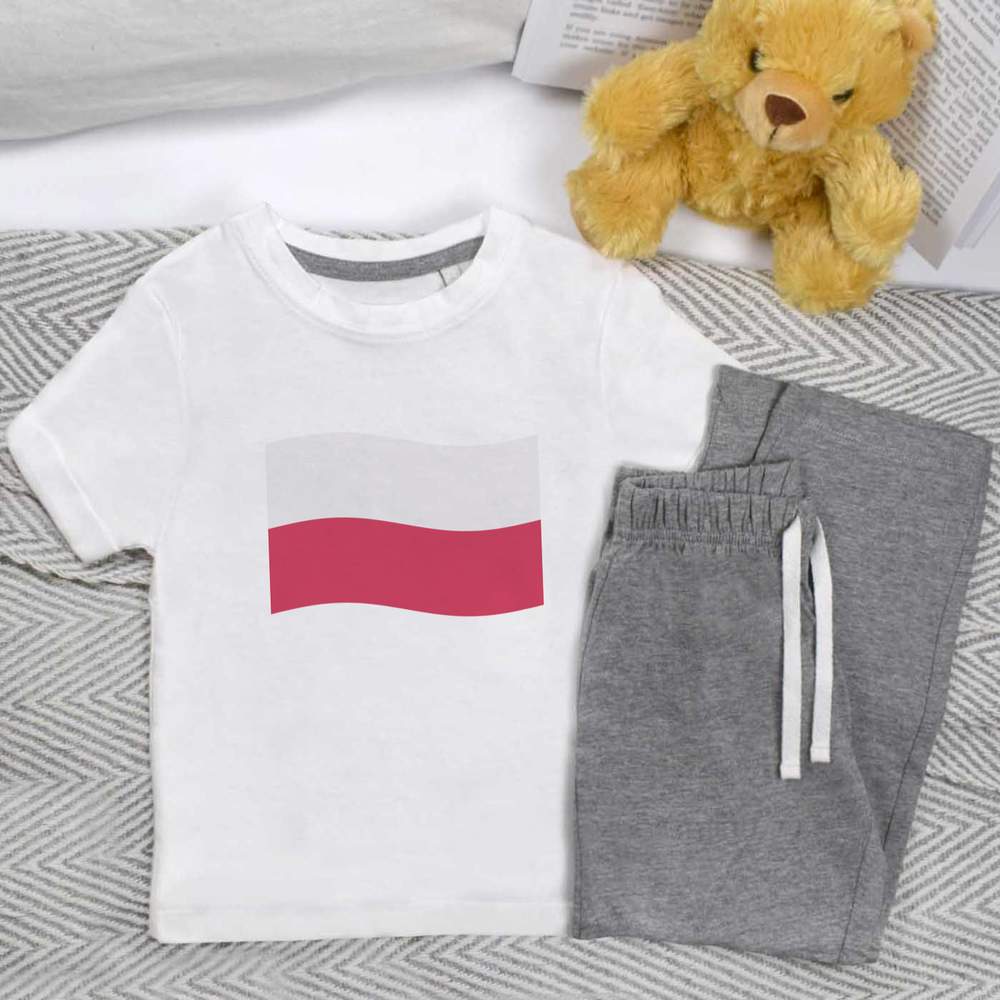 'Waving Polish Flag' Kids Nightwear / Pyjama Set (KP044257)