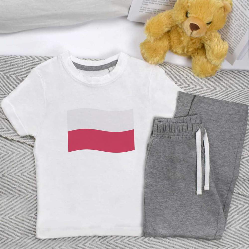 'Waving Polish Flag' Kids Nightwear / Pyjama Set (KP044257)