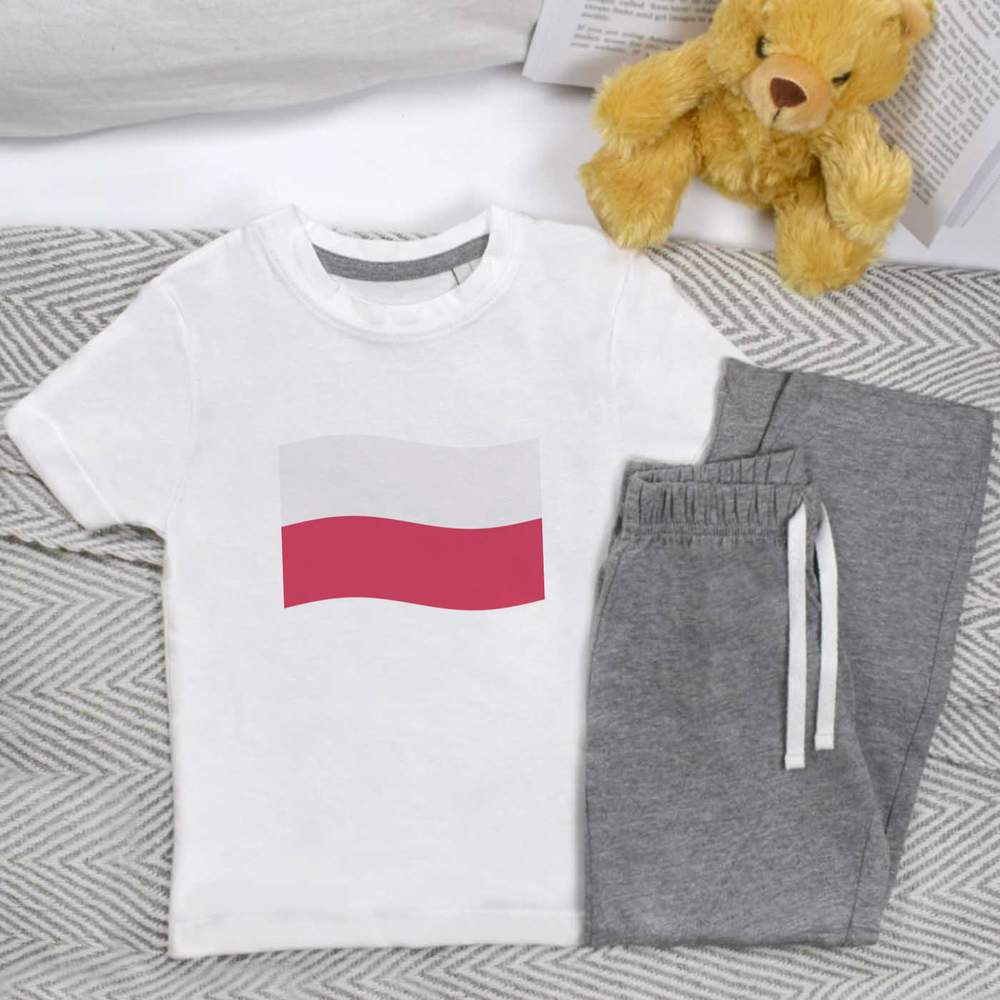 'Waving Polish Flag' Kids Nightwear / Pyjama Set (KP044257)