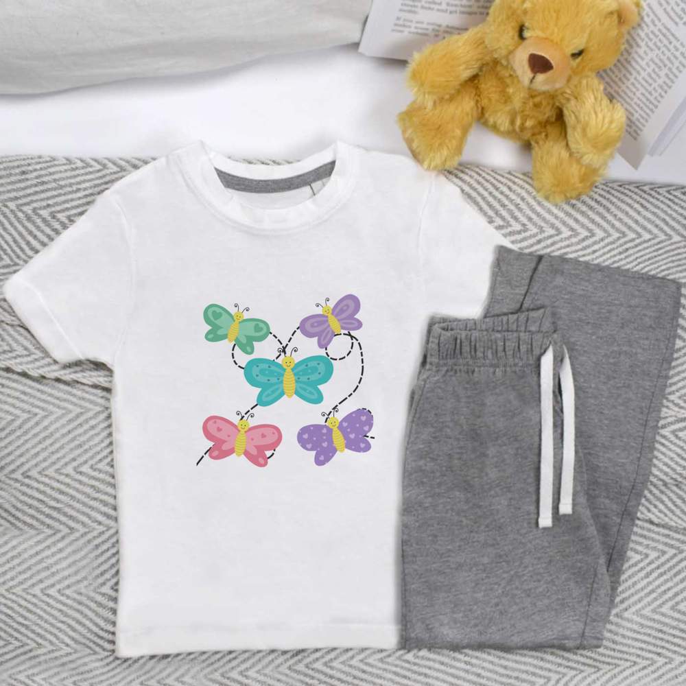 'Flight of Butterflies' Kids Nightwear / Pyjama Set (KP044864)
