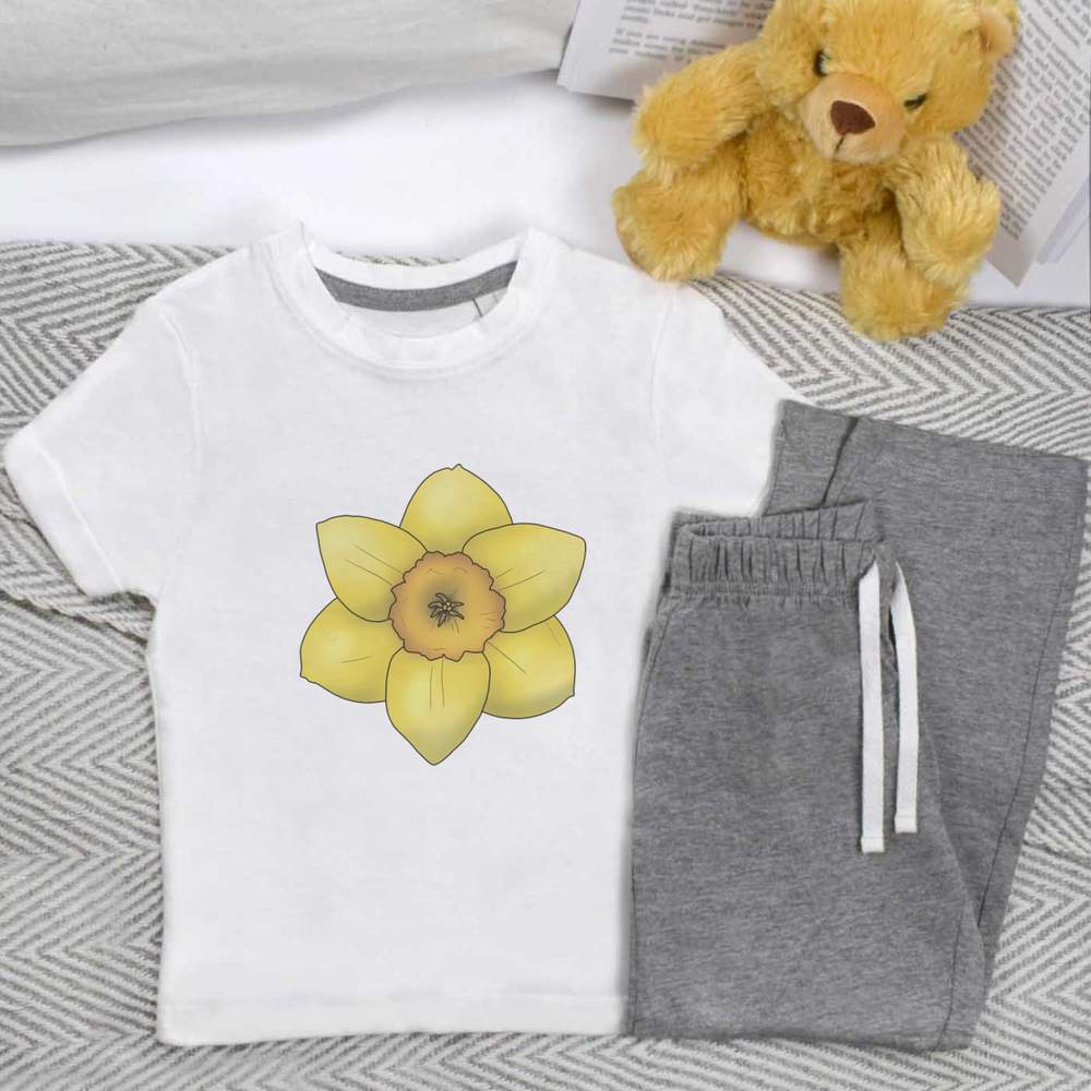 'Daffodil Flower Close Up' Kids Nightwear / Pyjama Set (KP046476)