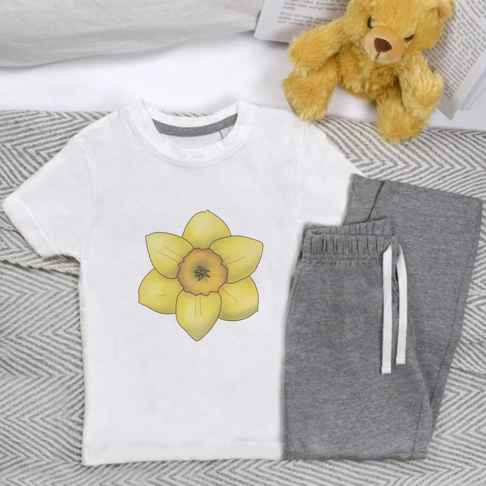 'Daffodil Flower Close Up' Kids Nightwear / Pyjama Set (KP046476)