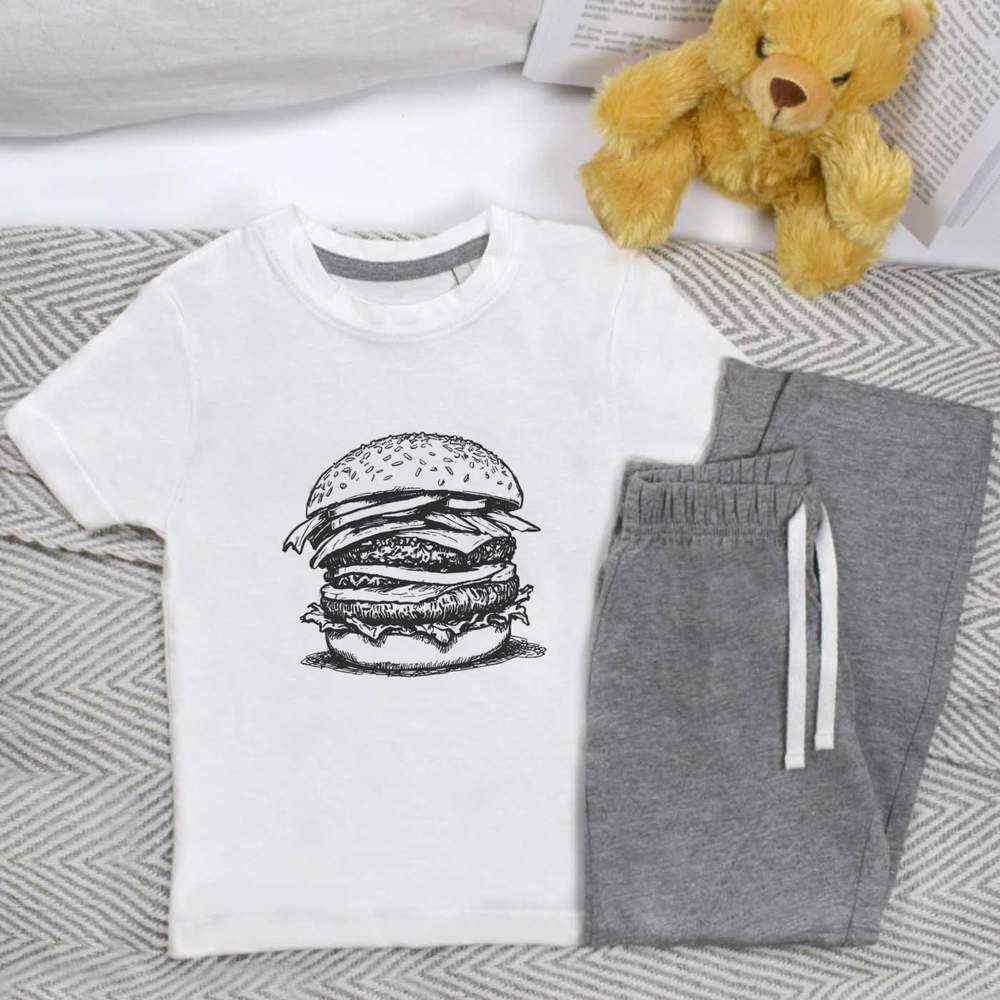 'Stacked Burger' Kids Nightwear / Pyjama Set (KP048534)