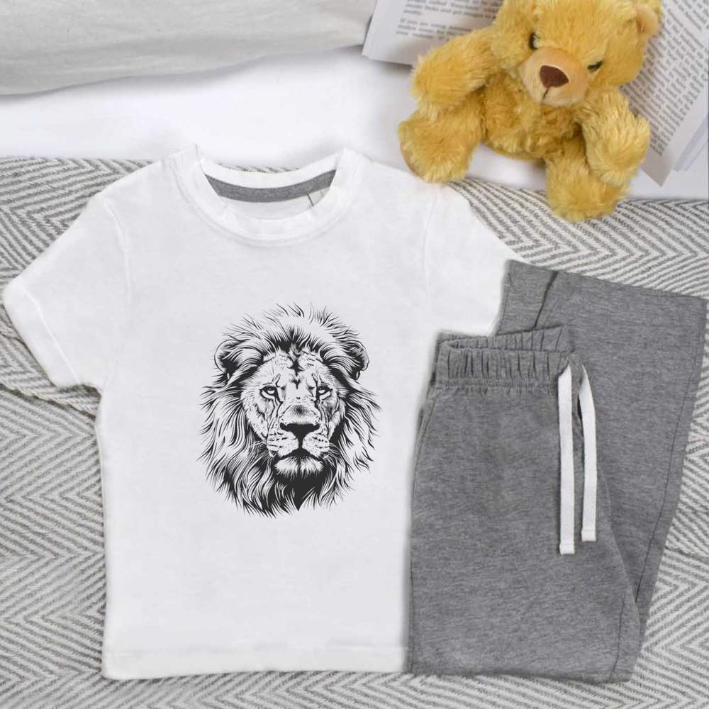 'Lion Portrait' Kids Nightwear / Pyjama Set (KP048922)