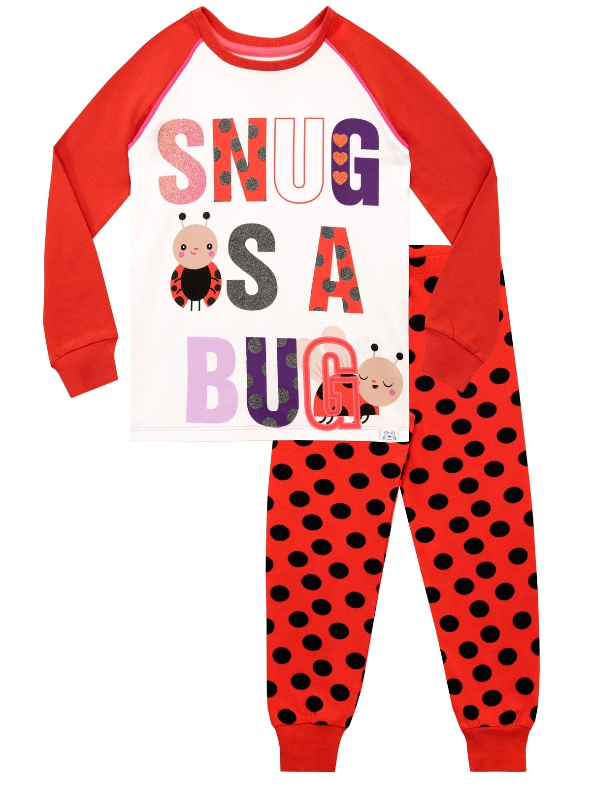 Girls Pyjamas Loungewear Long Pyjamas 18 24 Months 2-8 Years Polka Dot Ladybird