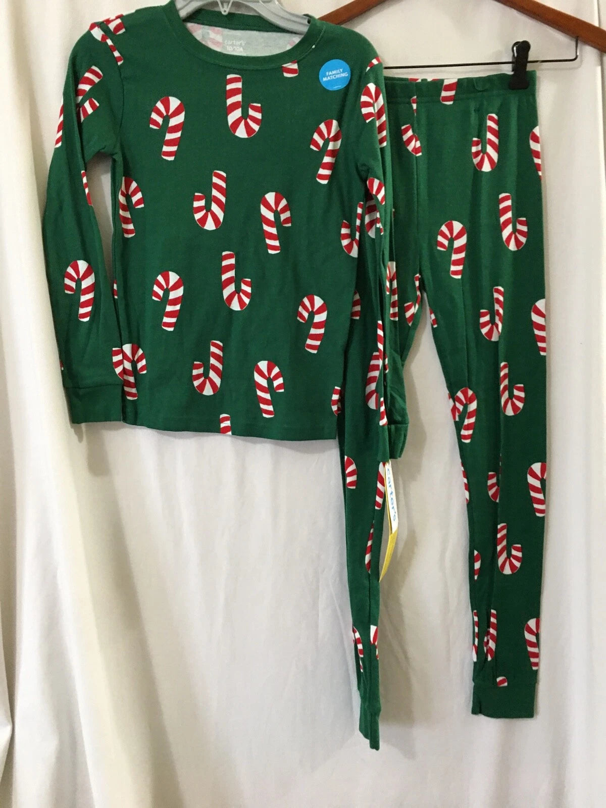 NWT Carter's  Green Candy Cane Pajamas Set Toddler Cotton Christmas many sizes