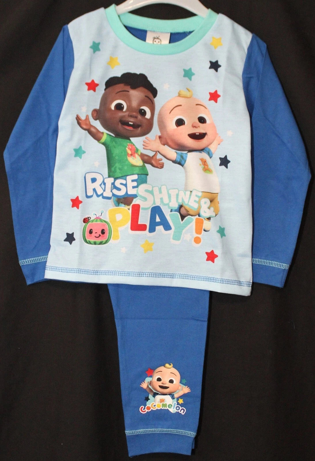 COCOMELON Boys Pyjamas/ Blue PJs in a Choice of 2 Styles Sizes 12 Months-4 Years