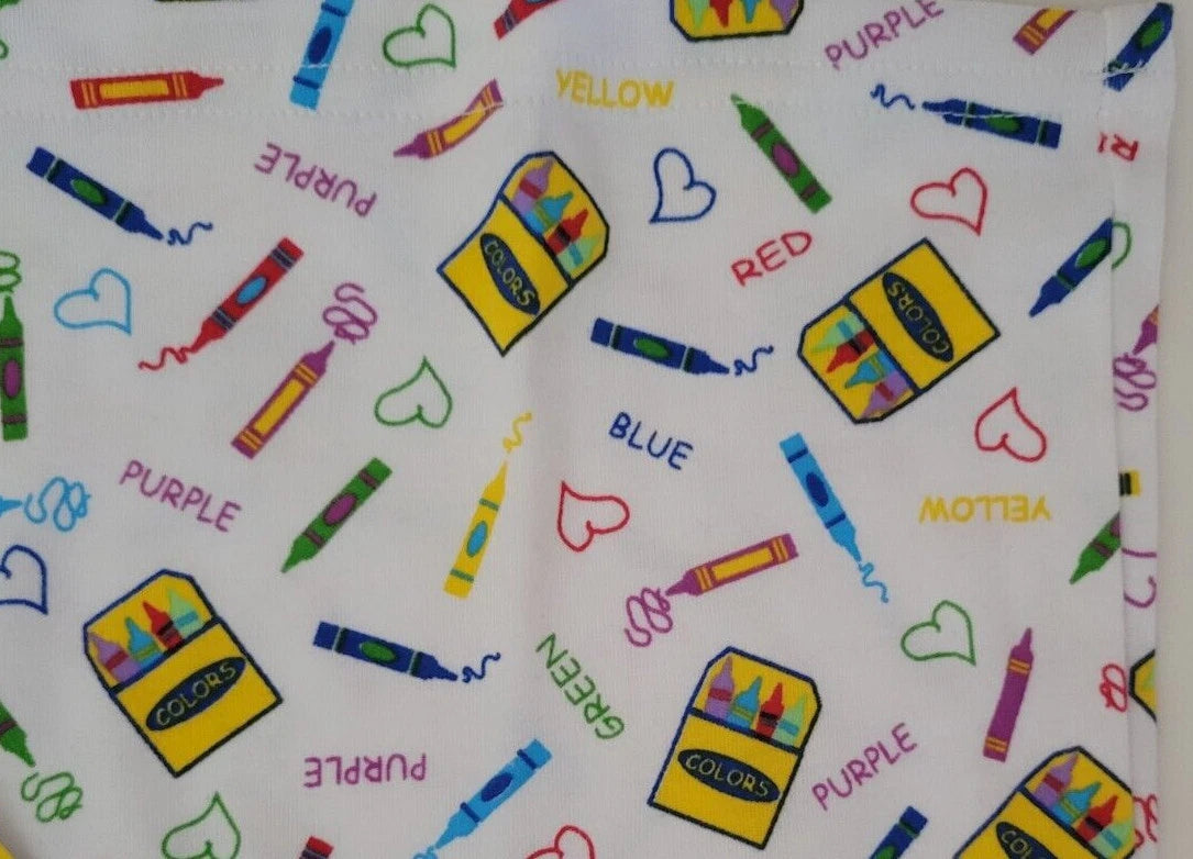 Infant Girls Kidgets Brand 2 Piece White Multicolor Crayons Pajama Set 18M  24M
