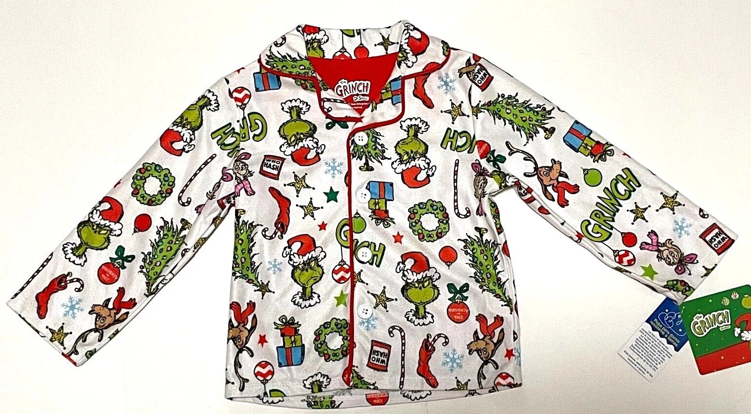 Dr. Seuss The Grinch Who Stole Christmas Tree Pajamas Coat 2 Piece New Tod Boy