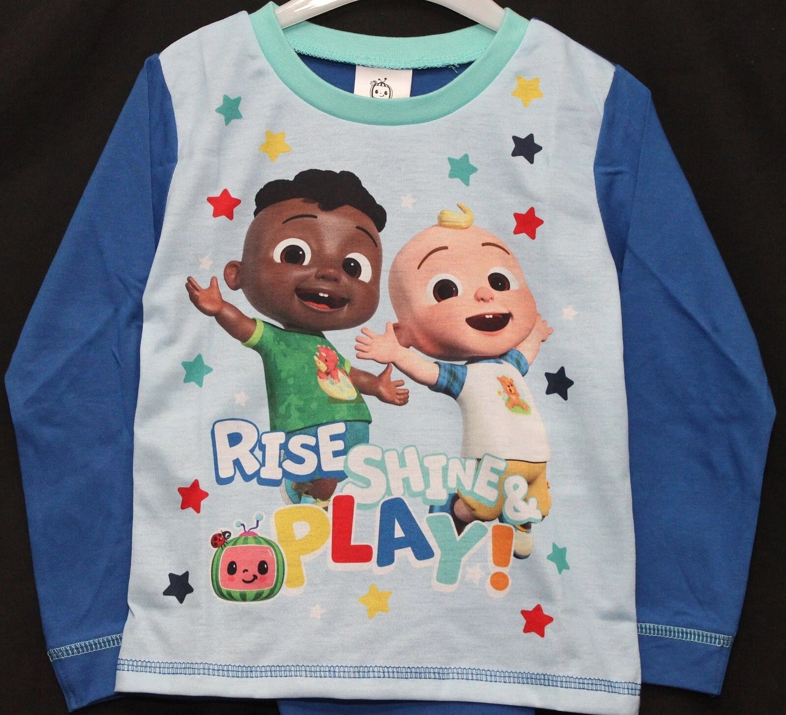 COCOMELON Boys Pyjamas/ Blue PJs in a Choice of 2 Styles Sizes 12 Months-4 Years