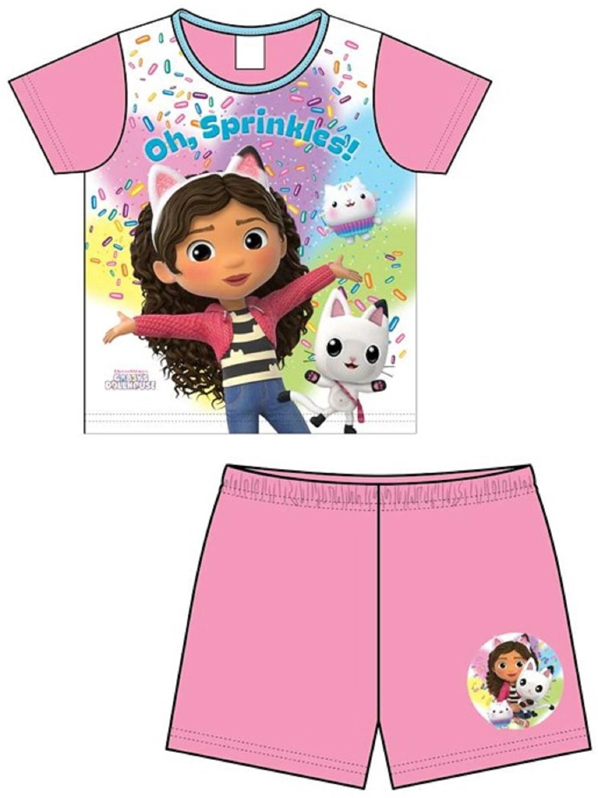 GABBY'S DOLLHOUSE Girl's Short Pyjamas/ Pink Summer/Shorty PJs Sizes 1.5-5 Years