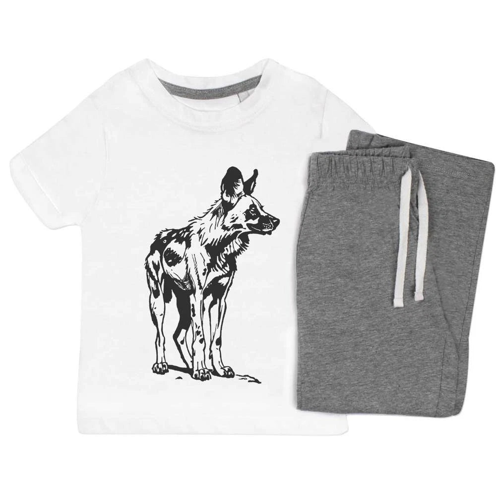 'African Wild Dog' Kids Nightwear / Pyjama Set (KP045985)