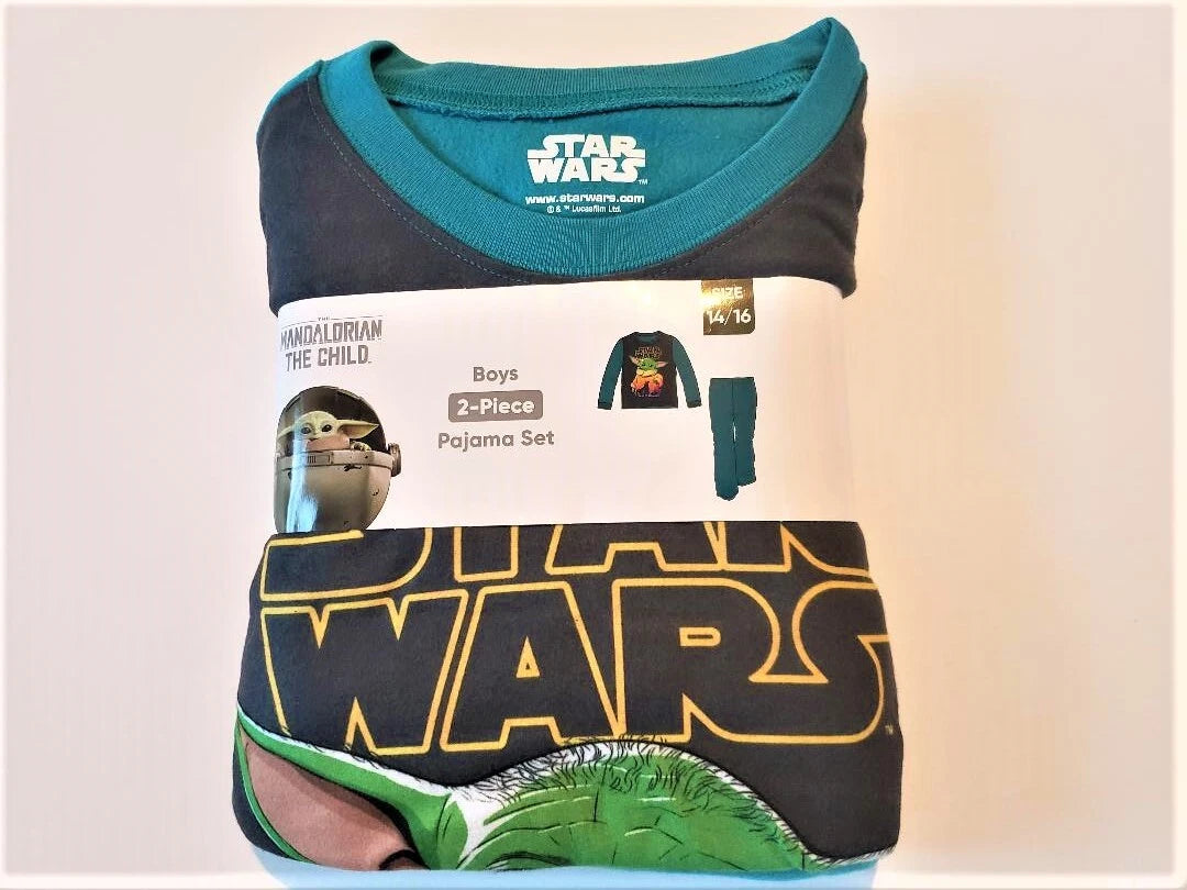 STAR WARS THE MANDALORIAN CHILD BOYS SIZE 14/16 PAJAMAS FLANNEL 2-PIECE SET NEW