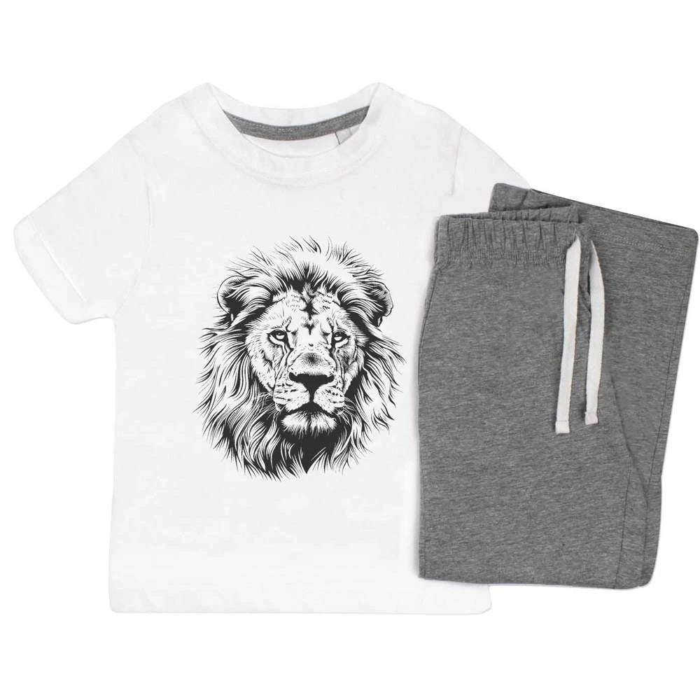'Lion Portrait' Kids Nightwear / Pyjama Set (KP048922)