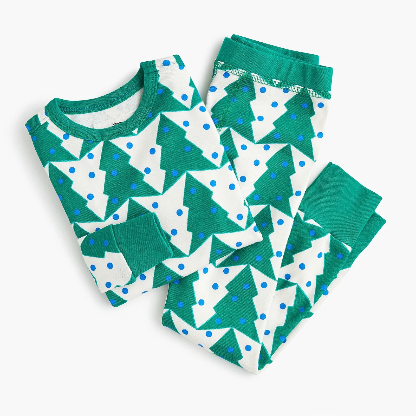 J.Crew Kids Festive Printed Pyjama Set in ChristmasTree/Green (Imperfect)