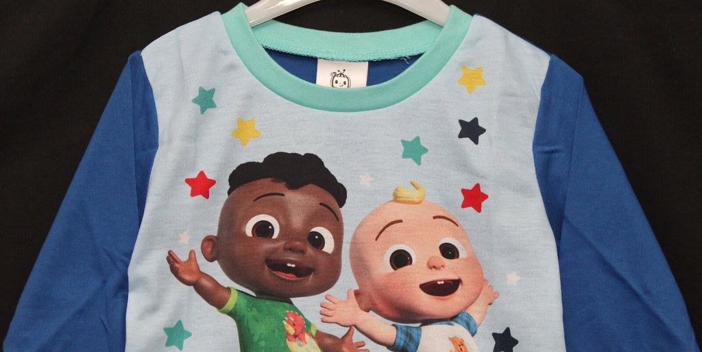COCOMELON Boys Pyjamas/ Blue PJs in a Choice of 2 Styles Sizes 12 Months-4 Years