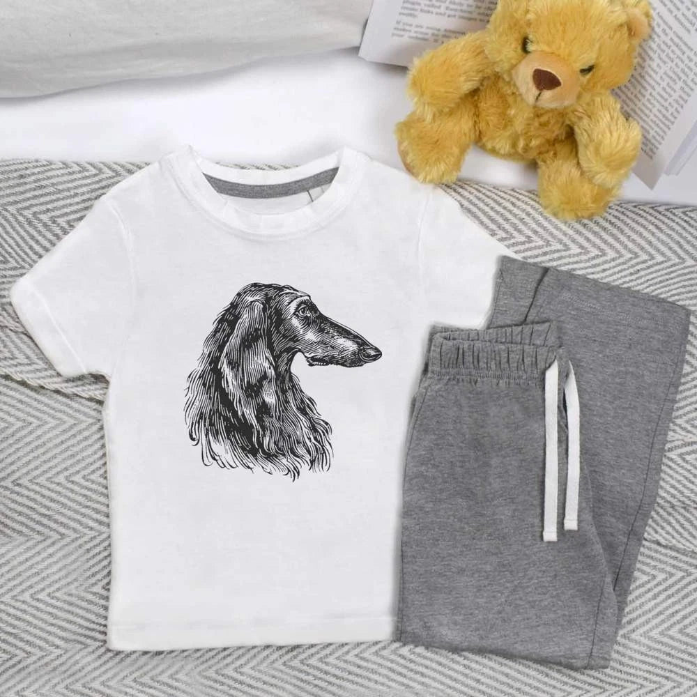 'Afghan Hound Side View' Kids Nightwear / Pyjama Set (KP054328)
